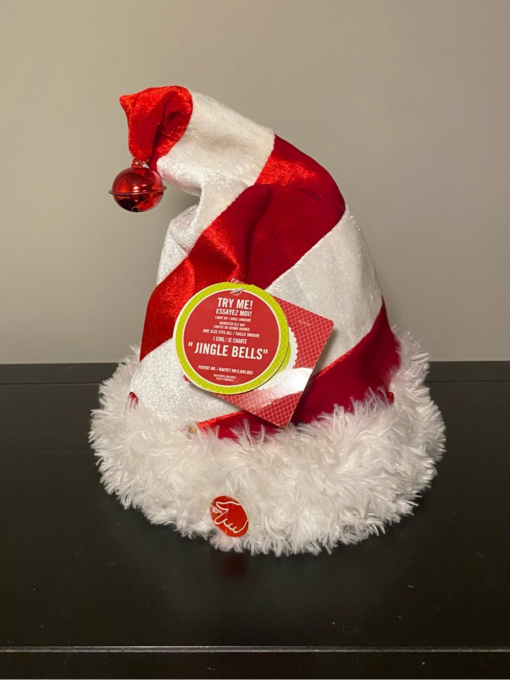 Festive Candycane Jingle Bells Party Hat